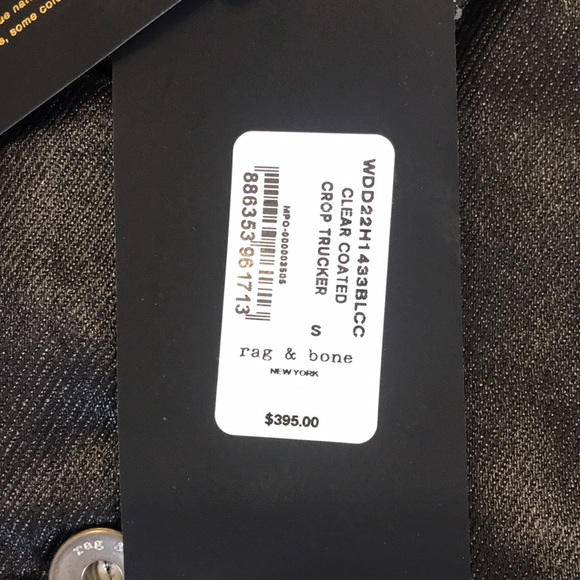 Rag and Bone Cropped Denim Trucker Jacket Clear Coated Made in USA - Picture 13 of 15